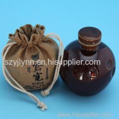 Jute drawstring wine bottle packing bag