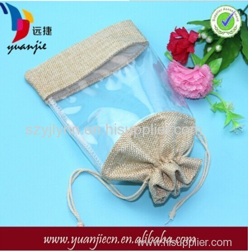 burlap jute bag with PVC window wholesale
