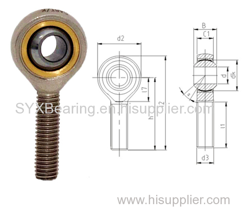 Maintenance free rod end bearing- body made of carbon steel-zinc plated-Bushing made of bronze