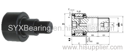Stud type cam followers in inch dimensions are with or without seals-with eccentric bushing