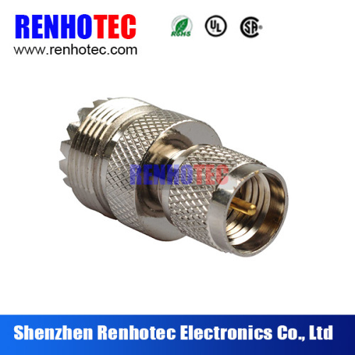 50 ohm brass straight connector uhf female to mini uhf male