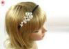 Custom Ladies Metal Black Bow Hair Band Jewelry With Pearls Embellished