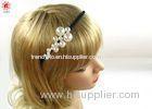 Custom Ladies Metal Black Bow Hair Band Jewelry With Pearls Embellished