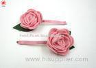 Custom Fashion Pink Fabric Flower Hair Clips Ladies Hair Jewellery