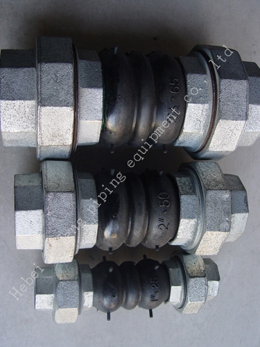 BS threaded union double bellow flexible rubber joint