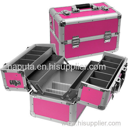 Rose Aluminium Makeup Travel Case with 4 Trays