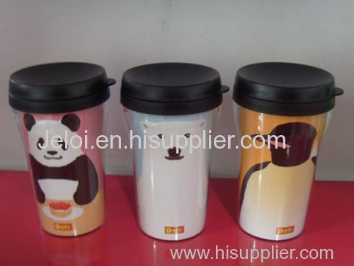 250ml/8oz PP plastic inner PS plastic outer double wall plastic tumbler