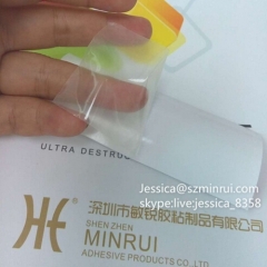 Custom Printed Clear Breakable Sticker Material Blank Destructible Transparent Vinyl Label Papers