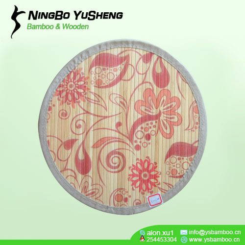 round printing design bamboo seat mat