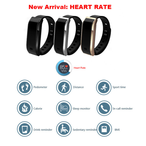 Heart rate 0.91 inch OLED screen bluetooth 4.0 wearable smart rubber bracelets 
