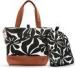 Stylish Canvas Baby Diaper Bag Black Floral Tote Handbag With PU Handles Cross Body Strap