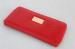 Red Lady Women Zip Pouch Wallet Pu Fashion Phone Card Handbag Metal Badge