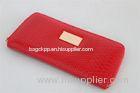 Red Lady Women Zip Pouch Wallet Pu Fashion Phone Card Handbag Metal Badge