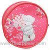 Red Zip Pouch Wallet Kids Coin Purse Round 300D Polyester 12x12x5 cm