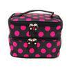 Double Layer Travel Toiletry Bag Dot Pattern Makeup Storage Organizer With Mirror