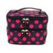 Double Layer Travel Toiletry Bag Dot Pattern Makeup Storage Organizer With Mirror
