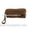 Women Travel Toiletry Bag / Makeup Clutch Bag Brown 10oz Canvas Handbag