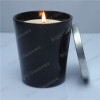 Black scented natural soy glass candle holder and metal lid