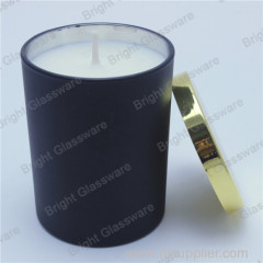 Black scented natural soy glass candle holder and metal lid