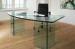 Flat safety tempered glass panel table for office with polished edge