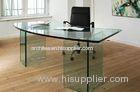 Flat safety tempered glass panel table for office with polished edge