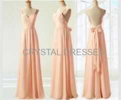 ALBIZIA Pink Spaghetti Prom Dress Backless A Line Floor Length Evening Dress Custom Made Formal Dresses