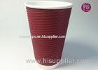 12oz Coffee Cup Triple Layer Cross Stripe Red Offset Paper Ripple Wall