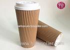 Takeaway Ripple Paper Cups Of Coffee And Tea With White Lid