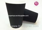 16oz Neutral Single Black Print Ripple Paper Cups For Hot Drink