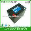 CE / ROHS Lifepo4 12V 65Ah Lithium Deep Cycle Battery for Solar Wind Power System