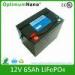 CE / ROHS Lifepo4 12V 65Ah Lithium Deep Cycle Battery for Solar Wind Power System
