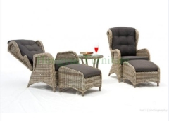 Rattan recliner chair with stool