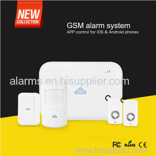 Distinctive white rechargeable built-in battery operated Android/ iOS APP remote control 433MHz wireless GSM home alarm