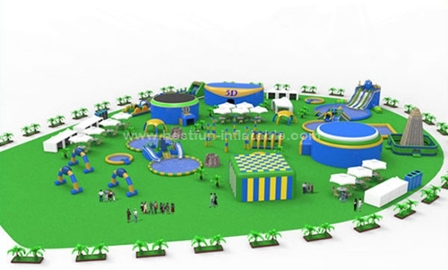 Huge Inflatable Water Park with Water Slide and Swimming Pool