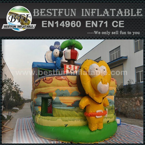 Forest animals theme kids giant inflatable pirate ship slide