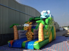 Fun animals kids playing giant inflatable slide