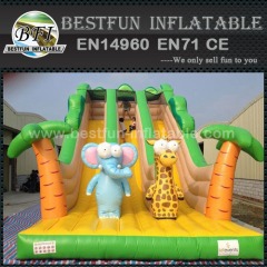 Cheap double lanes animals inflatable slide