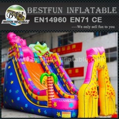 Colorful Jungle world inflatable castle slide