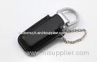 Black Pny Leather USB Flash Drive 128GB Embossed With Keyring