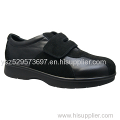 Men's Genuine Leather+Stretchable Fabric Velcro Diabetic Footwear