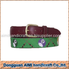 2016 AIMI Good quality embroidery needlepoint belt man belt with copper buckle