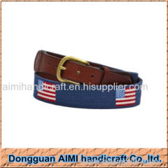AIMI Custom high quality American flag needlepoint belt fashion waist belt