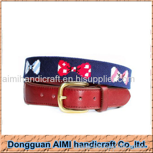 AIMI Fashion Bowknot 100% hand stitched needlepoint belt