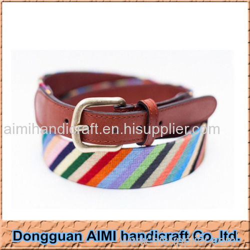 AIMI Custom needlepoint belt with colorful stripe design for women