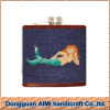 AIMI Navy blue needlepoint hip flask stainless steel flask wholesale