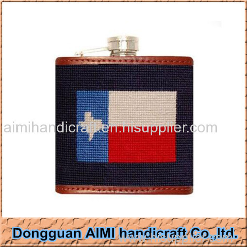 AIMI Hot sale outdoor lightweight wine flask needlepoint wine flask leather hip flask