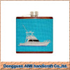 AIMI Stainless steel needlepoint hip flasks trimed with genuine leather