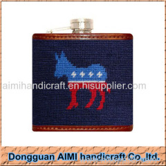 AIMI 2016 New products needlepoint flask stainless steel water liquor alcohol hip flask