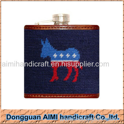 AIMI 2016 New products needlepoint flask stainless steel water liquor alcohol hip flask