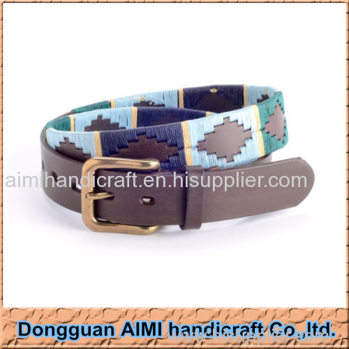 AIMI Top Cowhide Leather Threads Belt Outdoor Polo Belt Golf Belt